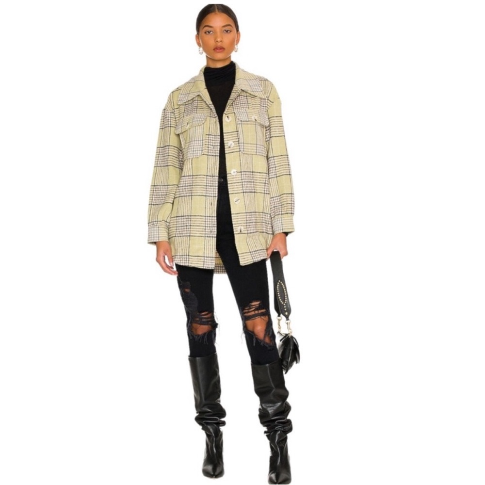 Line & Dot: Alessandra shacket by Revolve in chartreuse